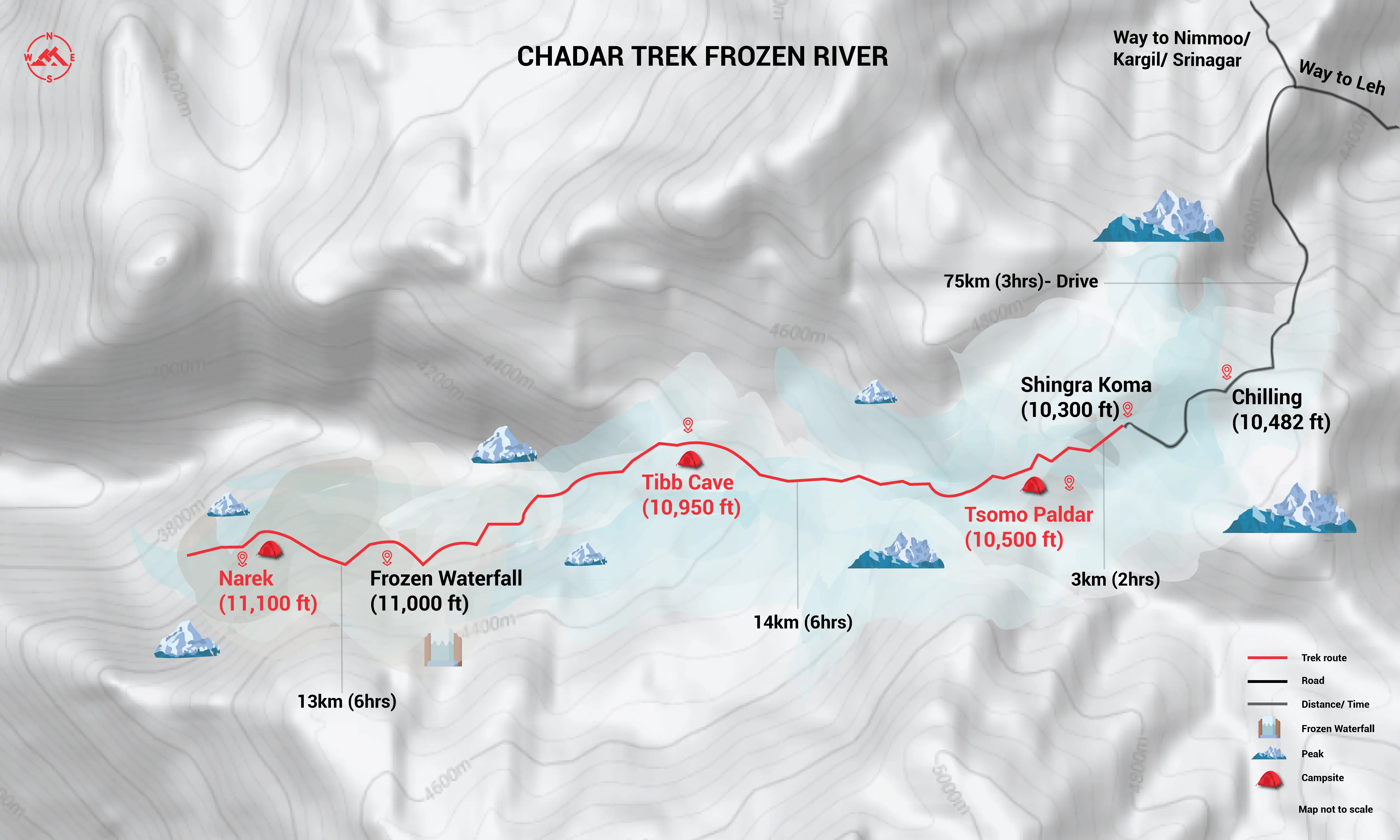 Chadar Trek Frozen River Maps
